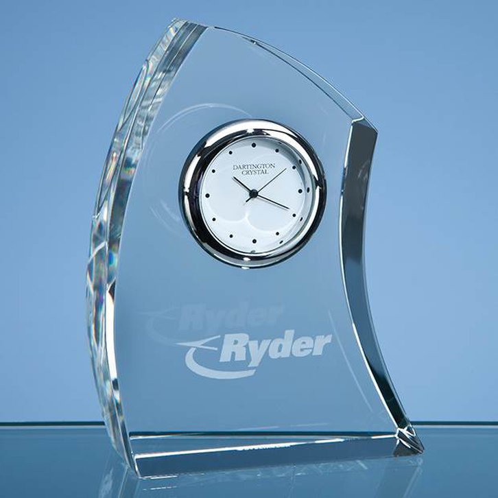 11cm Dartington Crystal Crescent Clock