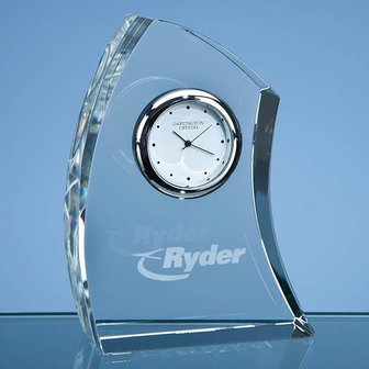 11cm Dartington Crystal Crescent Clock