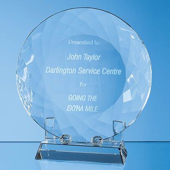 18cm Optical Crystal Facet Plate with Stand