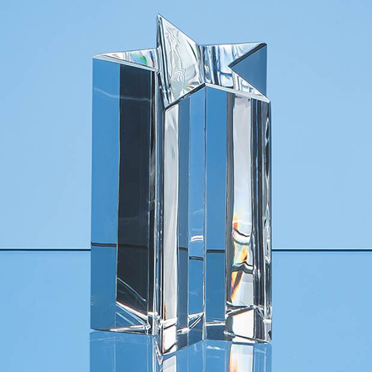 16cm Optical Crystal 5 Pointed Star Column Award