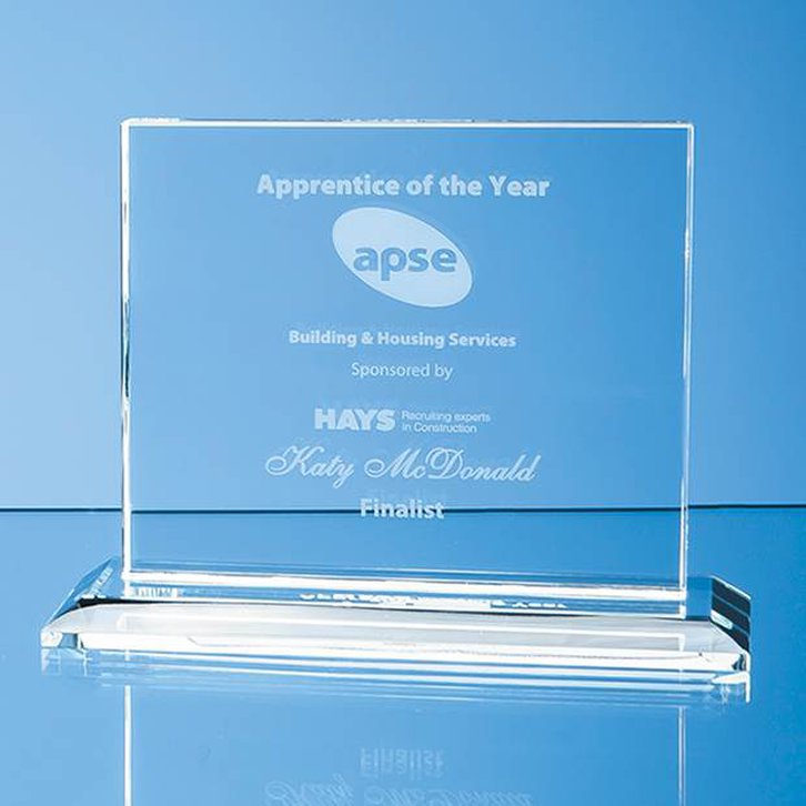 9cm x 12cm x 12mm Clear Glass Horizontal Rectangle Award
