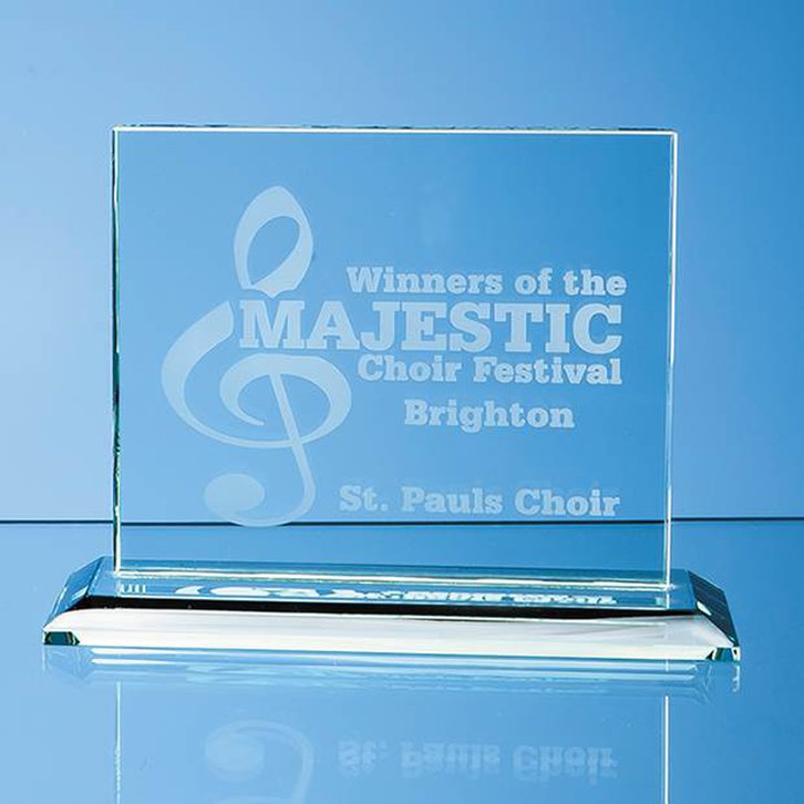 9cm x 12cm x 12mm Jade Glass Horizontal Rectangle Award