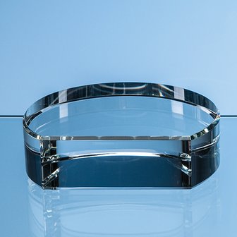 7.5cm x 3.5cm Optical Crystal Semi Circle Base with Flat Front