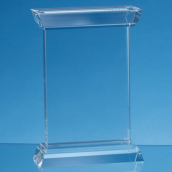 18cm Optical Crystal Portunus Mounted Rectangle Award