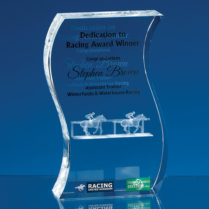 20cm Optical Crystal Freestanding Wave Award