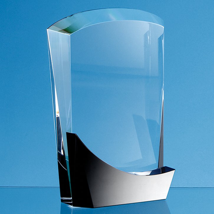 20.5cm Optical Crystal Arch Award with Onyx Black Swooping Base