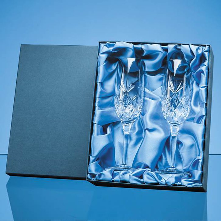 2pc 180ml Blenheim Lead Crystal Full Cut Champagne Flute Gift Set