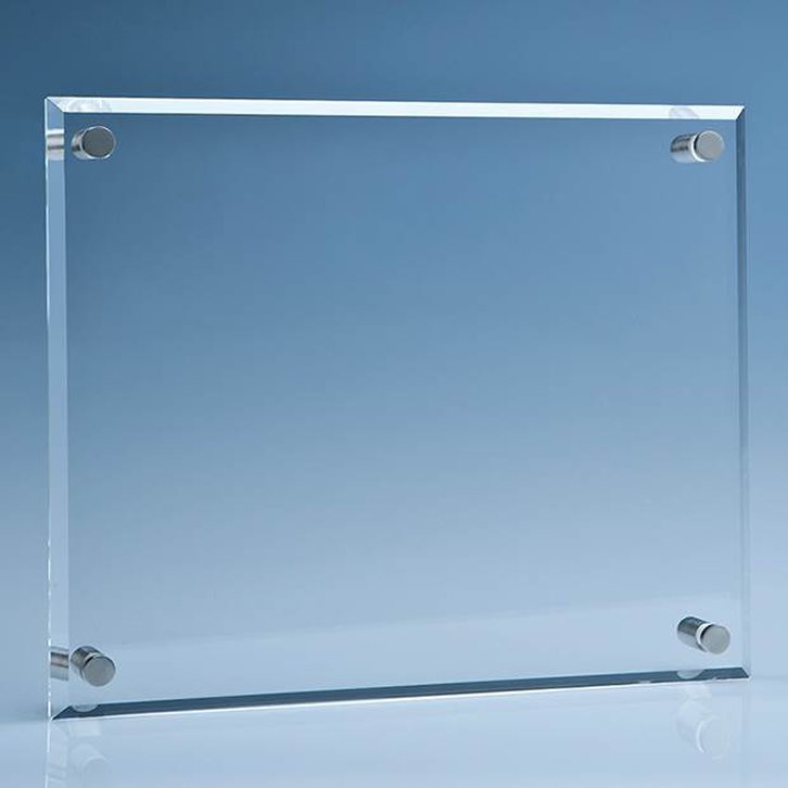 25.5cm x 30.5cm Clear Glass Wall Display Plaque inc Fixing Kit