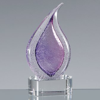 17cm Handmade Glass Frosted Heather Teardrop Award