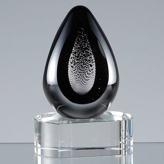 10cm Handmade Glass Onyx Black CrystalArt Award