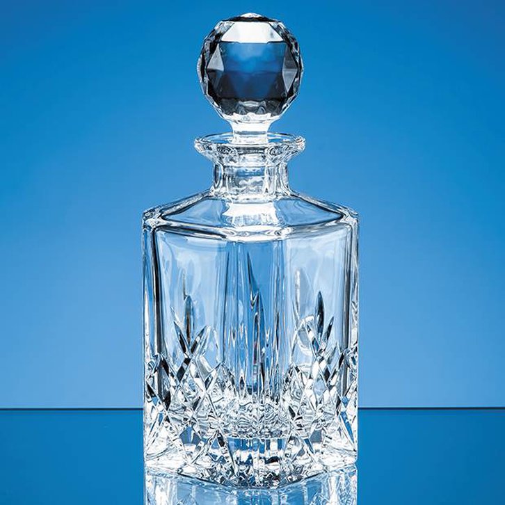 0.8ltr Blenheim Lead Crystal Full Cut Square Spirit Decanter
