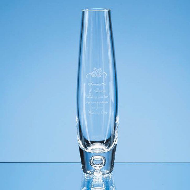 24cm Handmade Tall Bubble Base Oval Vase
