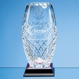 25cm Lead Crystal Panelled Oval Vase