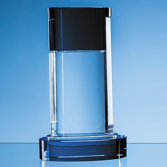 29cm Nik Meller Design Clear Optical Crystal & Cobalt Blue Seeq Oval Column Award