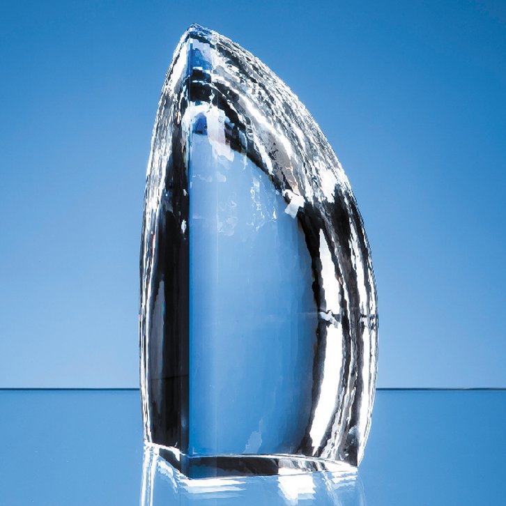 23cm Nik Meller Design Clear Optical Crystal & Cobalt Blue Solitude Award