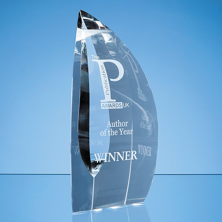 25.5cm Nik Meller Design Clear Optical Crystal Nirvana Oval Award