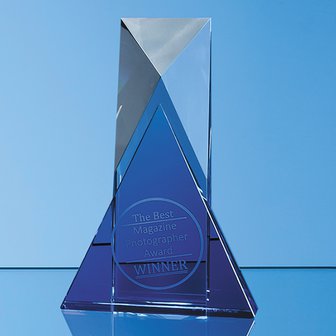 18cm Nik Meller Design Clear Optical Crystal & Cobalt Blue Mixx Award