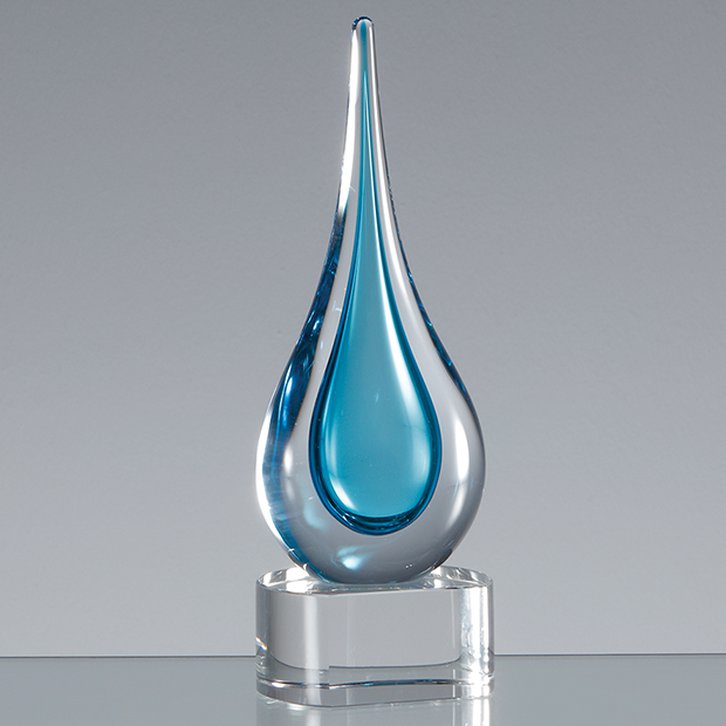 18cm Handmade Crystal Turquoise Blue Teardrop Award