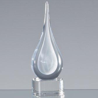 18cm Handmade Crystal White Teardrop Award