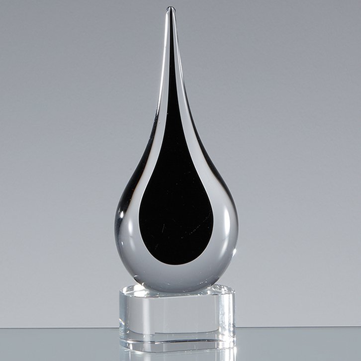 18cm Handmade Crystal Onyx Black Teardrop Award