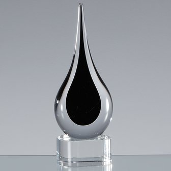 18cm Handmade Crystal Onyx Black Teardrop Award