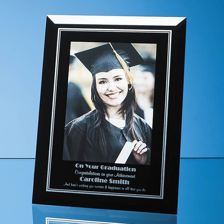Black Surround with Silver Inlay Glass Frame for 5inchinch x 7inchinch Portrait Photo