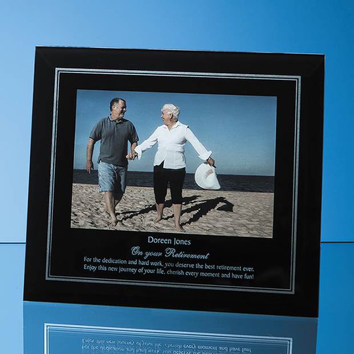 Black Surround with Silver Inlay Glass Frame for 7inchinch x 5inchinch Landscape Photo