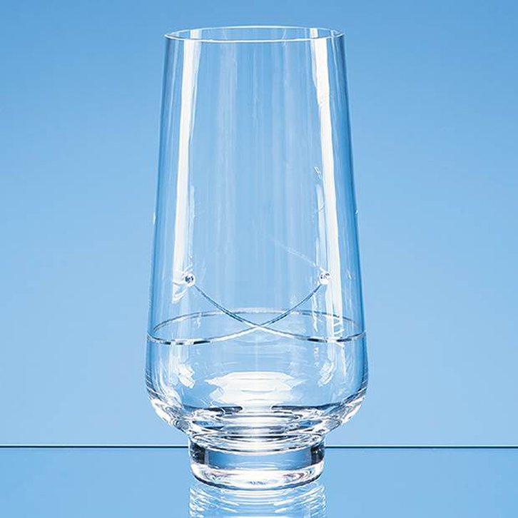 23cm Diamante Tapered Vase with a Kiss Cut Design