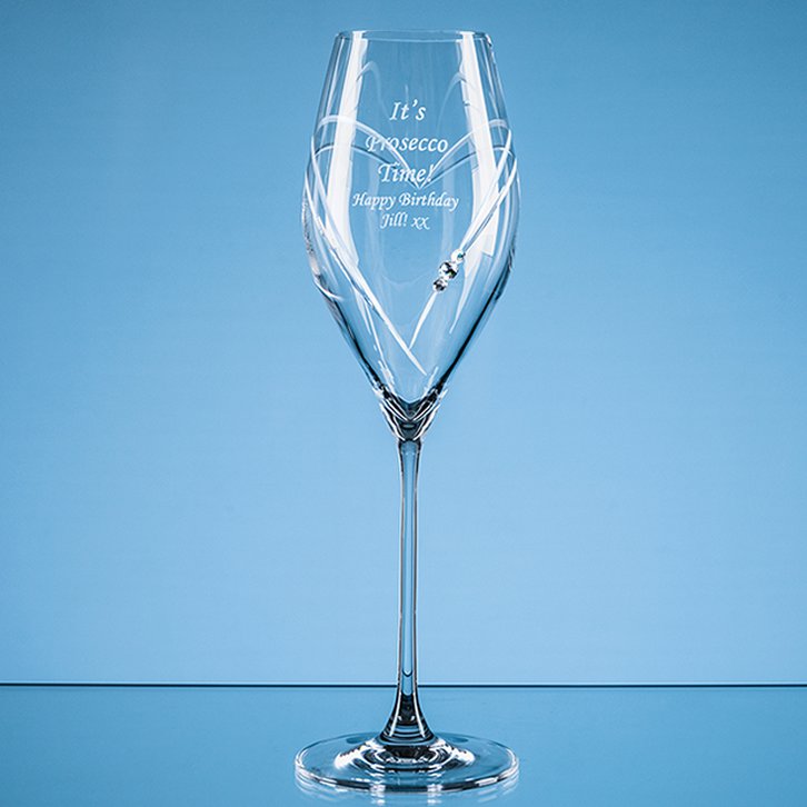 320ml Just For You Diamante Prosecco Glass with Heart Shaped Cutting