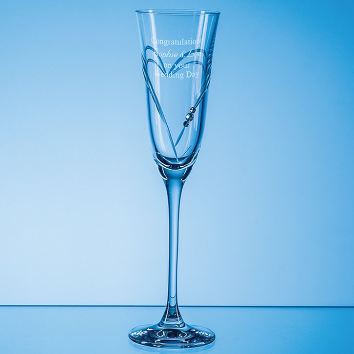 160ml Beloved Heart Diamante Champagne Flute