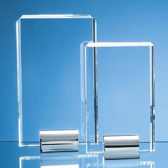 25cm Optical Crystal Rectangle mounted on a Chrome Stand