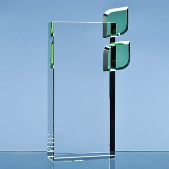 22cm Optical Crystal Eco Excellence Award with Double Green Leafs