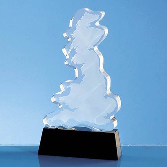 18cm Optical Crystal UK Silhouette Award on an Onyx Black Base