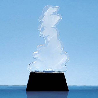 20cm Optical Crystal UK Silhouette Award on an Onyx Black Base