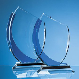26.5cm Optical Crystal Slope Award with Sapphire Blue Curve
