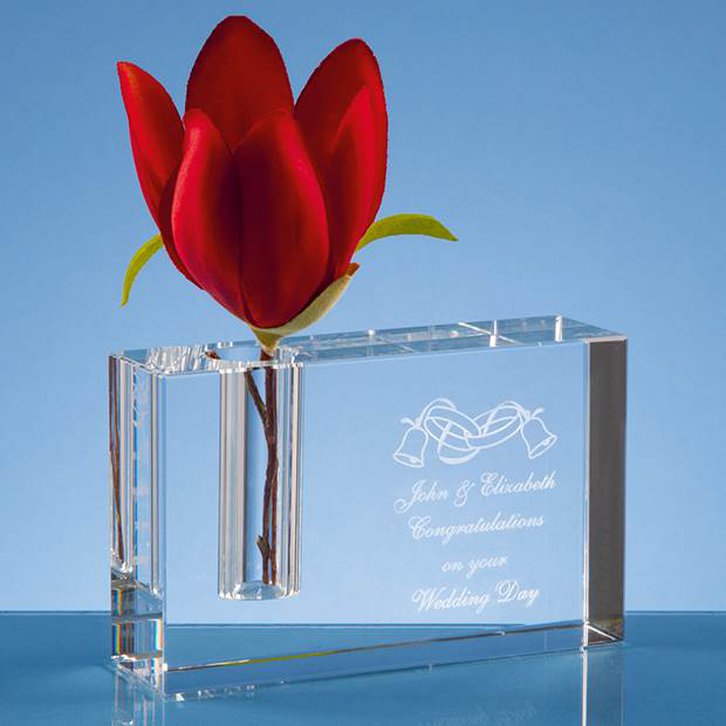 12cm Optical Crystal Rectangle Bud Vase