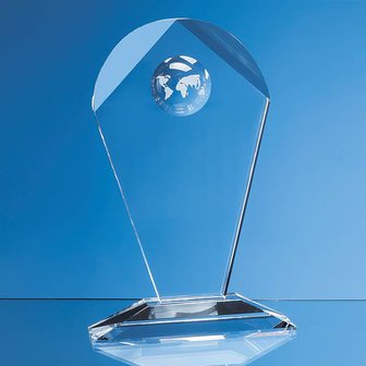 25.5cm Optical Crystal Arch Award with Recessed Globe