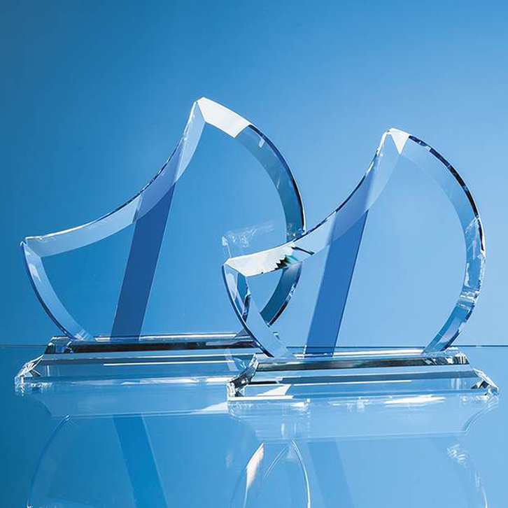 20.5cm Optical Crystal Eclipse Award with Sapphire Blue Flash