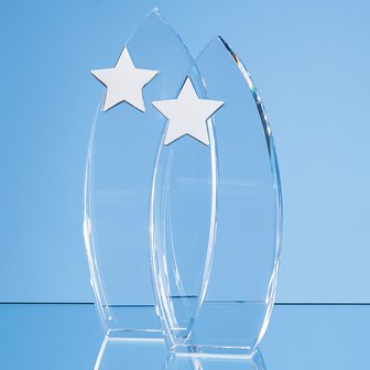 23cm Optical Crystal Arch Award with Silver Star