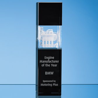 26cm Clear & Onyx Black Optical Crystal Square Column Award