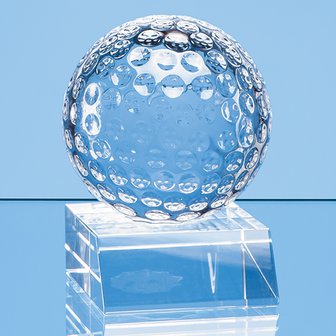 6cm Optical Crystal Golf Ball Mounted on a Clear Crystal Base