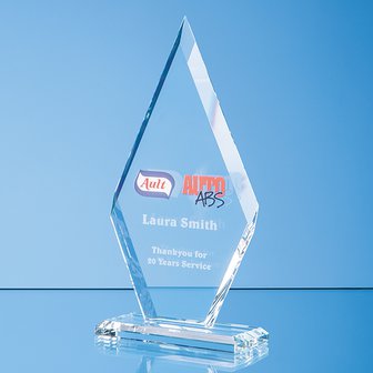 25.5cm x 13cm x 10mm Clear Glass Le Diamond Award in a Gift Box