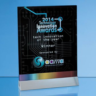 20cm x 15cm x 1cm Clear Glass Rectangle on an Aluminium Base