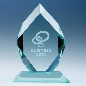 16.5cm x 12cm x 19mm Jade Glass Royal Diamond Award