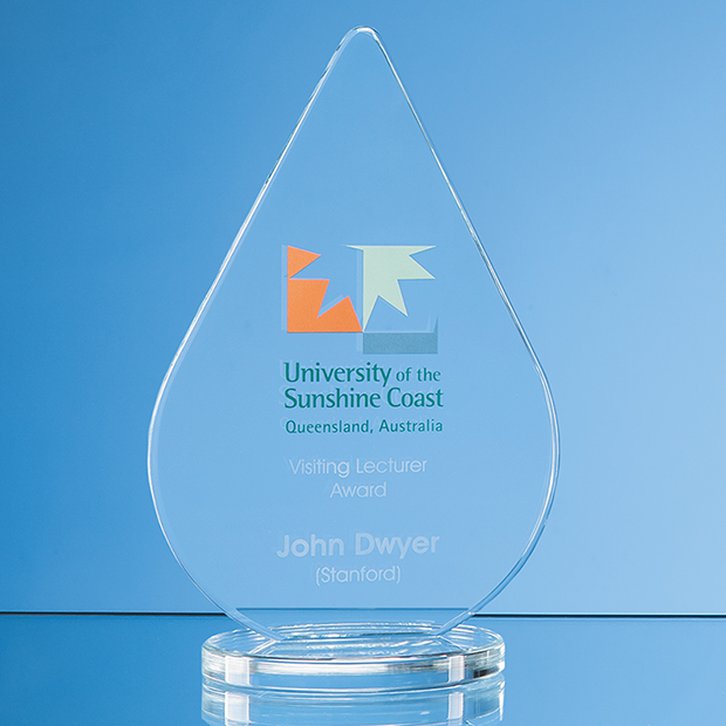14cm x 9cm x 10mm Clear Glass Teardrop Award