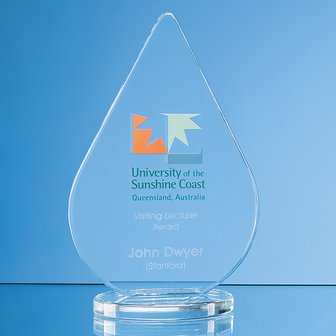 14cm x 9cm x 10mm Clear Glass Teardrop Award