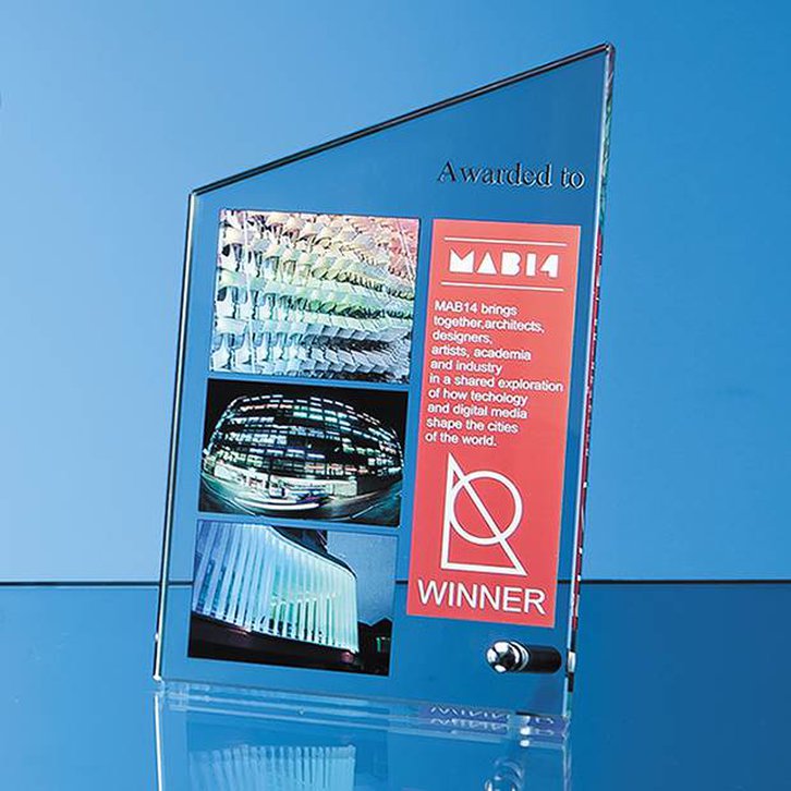18cm x 11cm x 1cm Jade Glass Peak with Chrome Pin  H or V