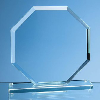 21cm x 21cm x 12mm Jade Glass Bevelled Edge Octagon Award