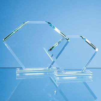 15cm x 20.5cm x 12mm Jade Glass Bevelled Edge Clipped Square Award
