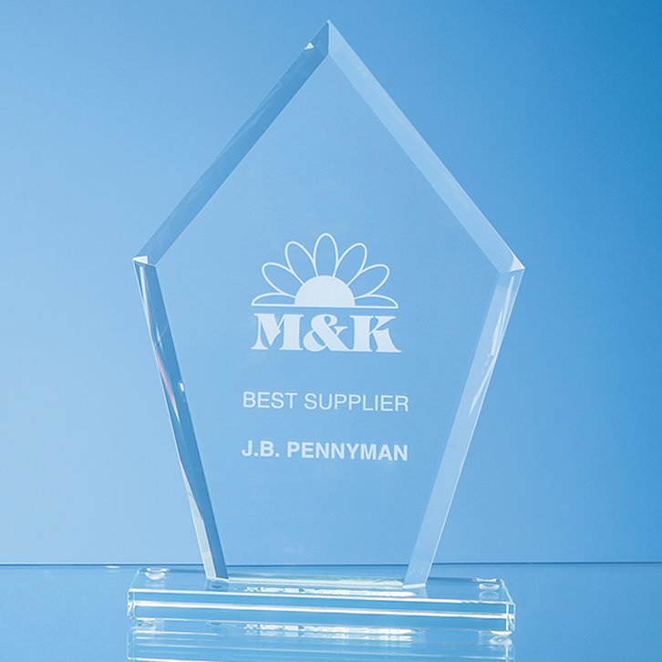 26cm x 17cm x 12mm Jade Glass Bevelled Edge Diamond Award